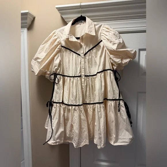 SOFIE THE LABEL lena shirt dress in natural L side ties no flaws, smoke or pets - Picture 2 of 5